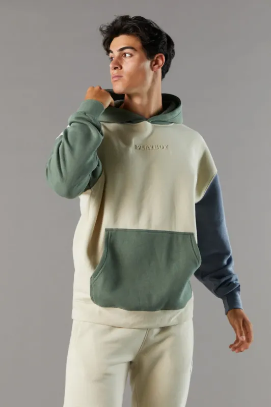 Playboy Colourblock Embossed Fleece Hoodie sold by Urban Planet