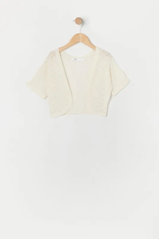 Veste courte en tricot de pointelle pour fille sold by Urban Planet