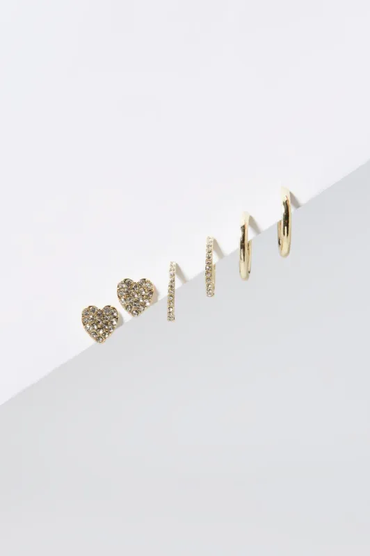 Ensemble avec créoles plaquées or 14 carats coeur et autres sold by Urban Planet