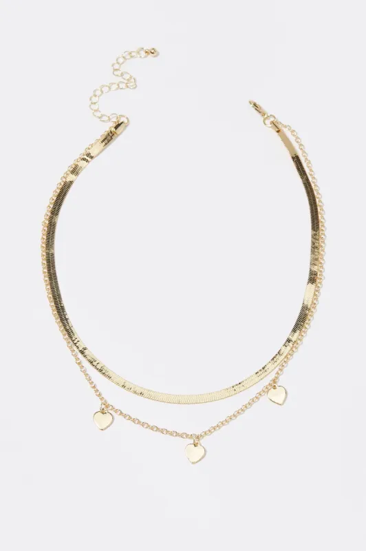 Collier à rangs multiples plaqué or 14 carats coeur sold by Urban Planet