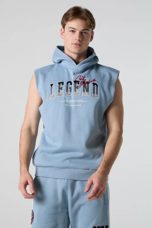 Chenille Embroidered Legend Sleeveless Hoodie sold by Urban Planet