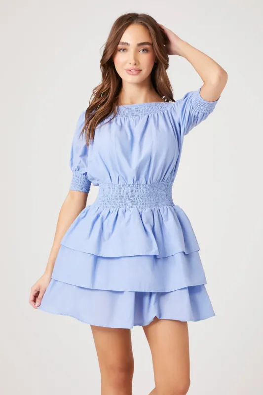Puff Sleeve Tiered Mini Dress sold by Urban Planet