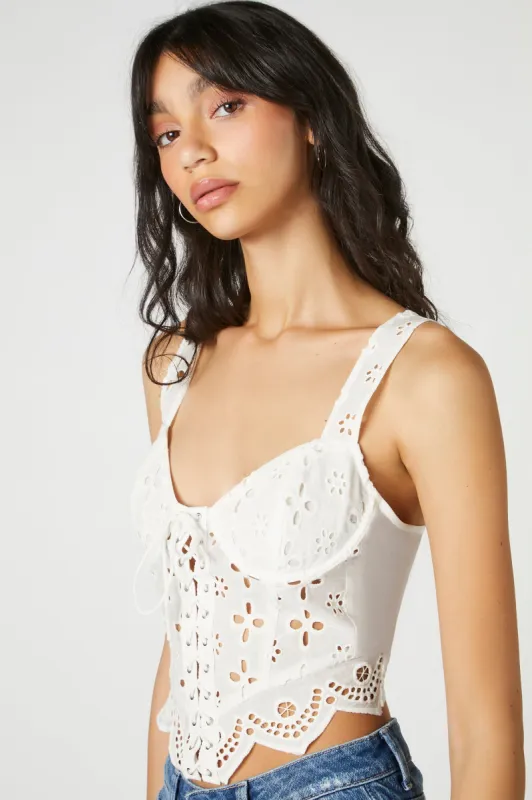 Crochet Lace-Up Bustier Top sold by Urban Planet