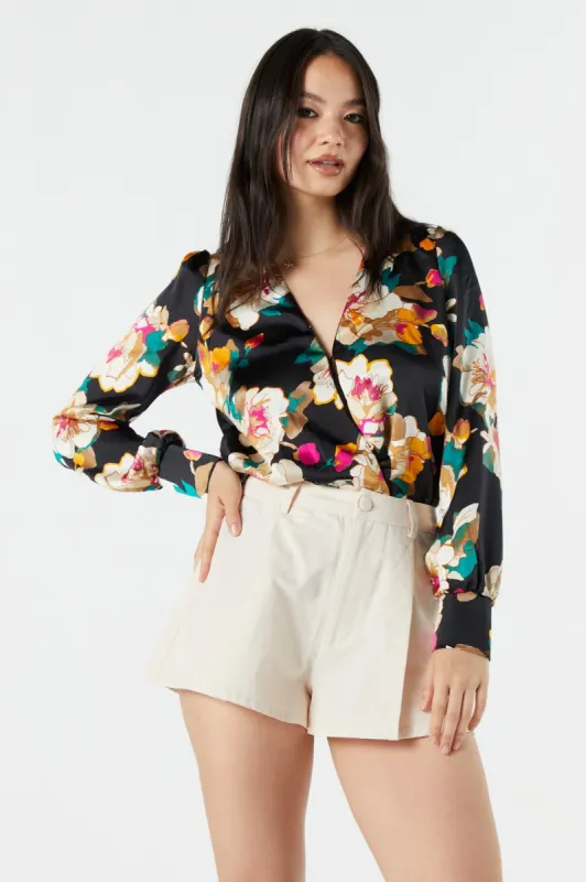Maillot en satin fleuri à manches longues sold by Urban Planet