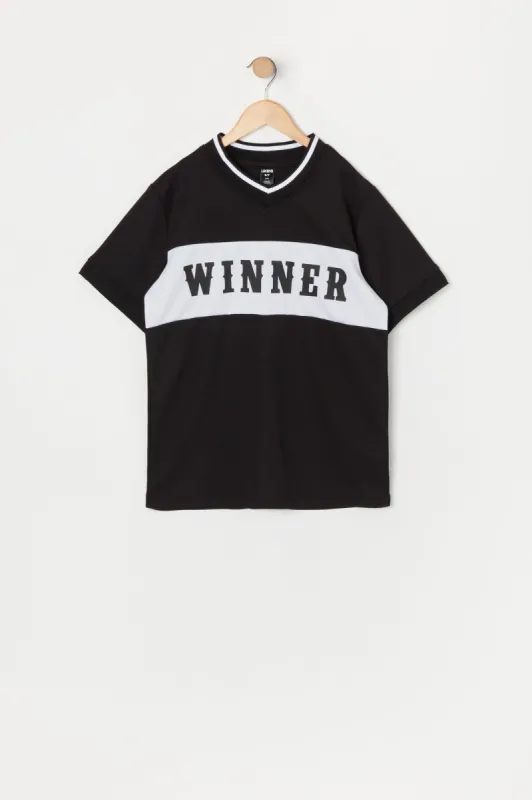 Boys Colourblock Winner Graphic Jersey sold by Urban Planet