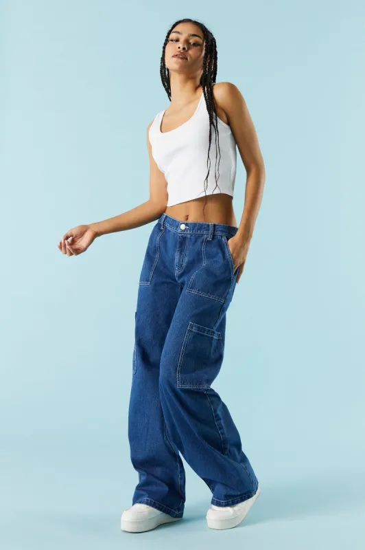 Dark Wash Porkchop Pocket Cargo Jean sold by Urban Planet