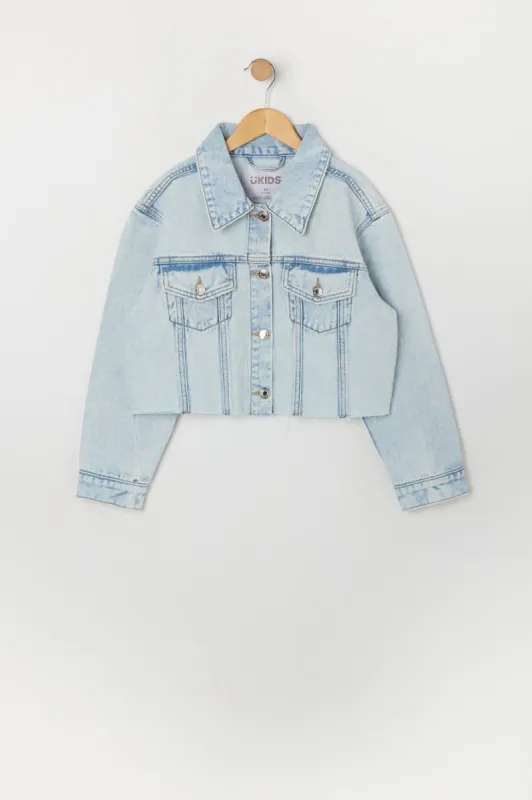 Girls Medium Wash Denim Jacket sold by Urban Planet