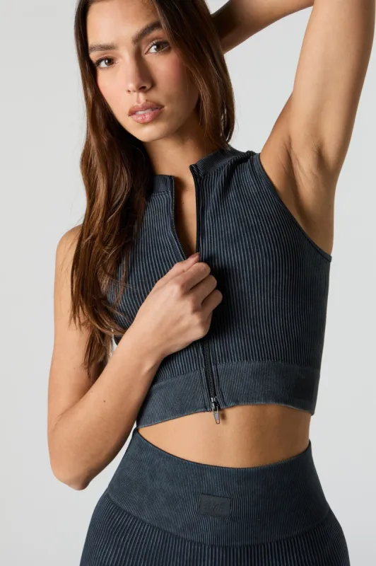 Sommer Ray Washed Seamless Ribbed Zip-Up Tank sold by Urban Planet