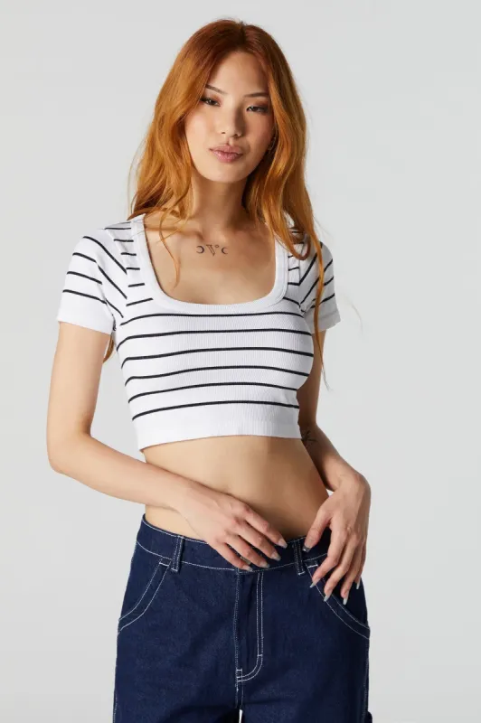Striped Ribbed Baby Tee sold by Urban Planet