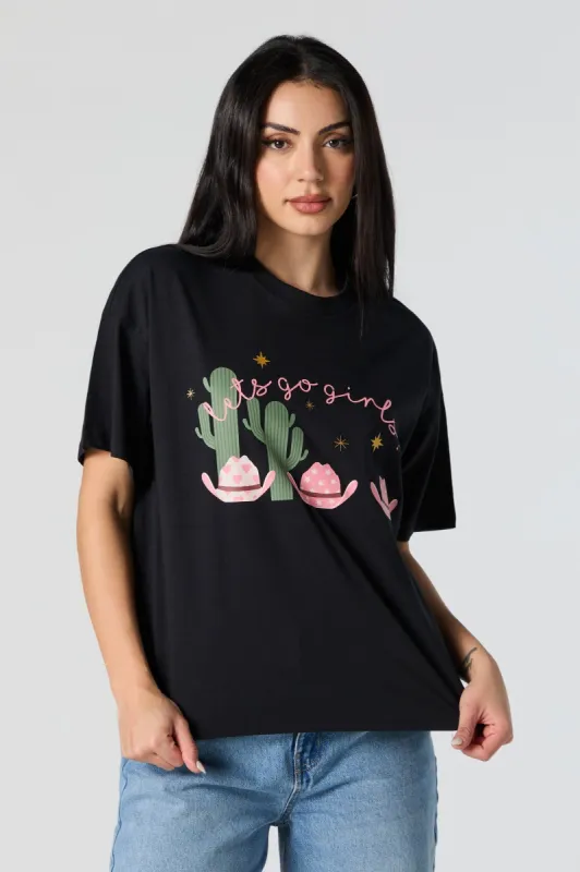 Lets Go Girls Graphic Boyfriend T-Shirt made by Urban Planet