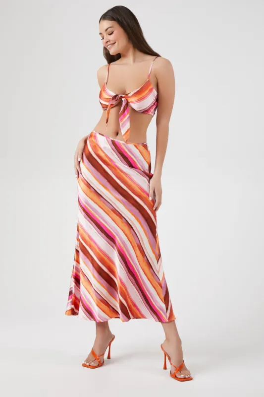 Jupe maxi en satin rayé sold by Urban Planet