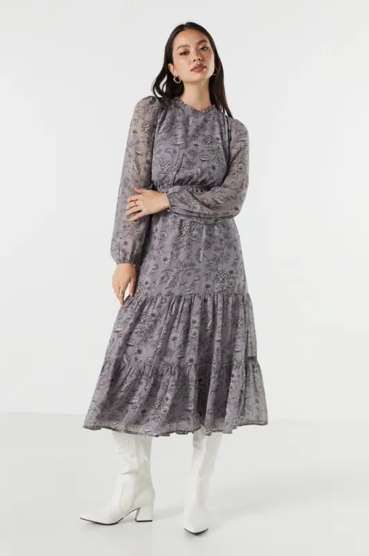 Floral Chiffon Tiered Maxi Dress sold by Urban Planet