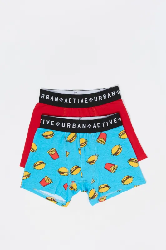 Boys Warped Burger And Fries Print Boxer Set (2 Pack) sold by Urban Planet