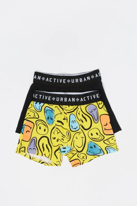 Boys Warped Smiley Print Boxer Set (2 Pack) sold by Urban Planet