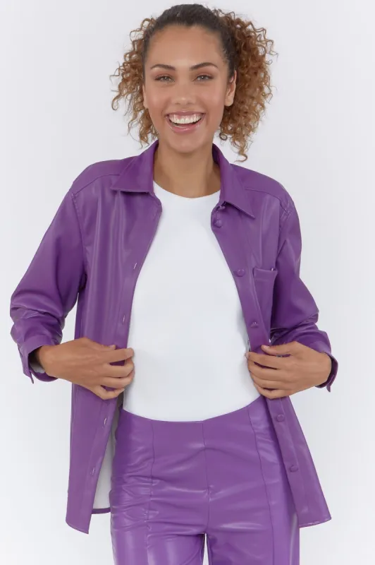 Faux Leather Button-Up Shirt sold by Urban Planet
