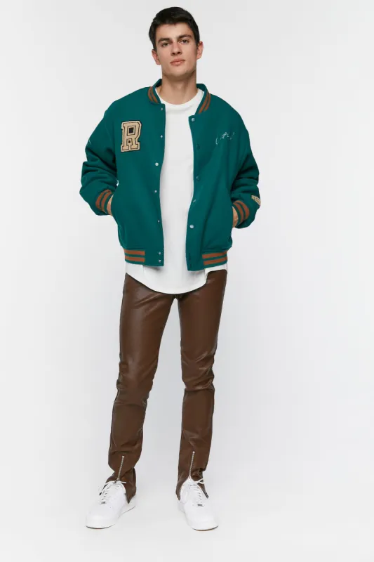 R Embroidered Varsity Jacket sold by Urban Planet