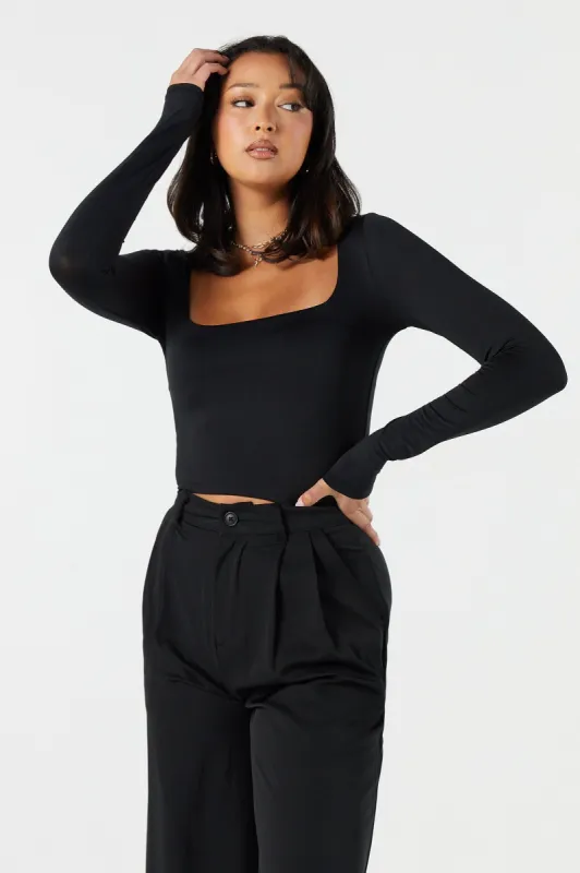 Contour Square Neck Long Sleeve Crop Top sold by Urban Planet