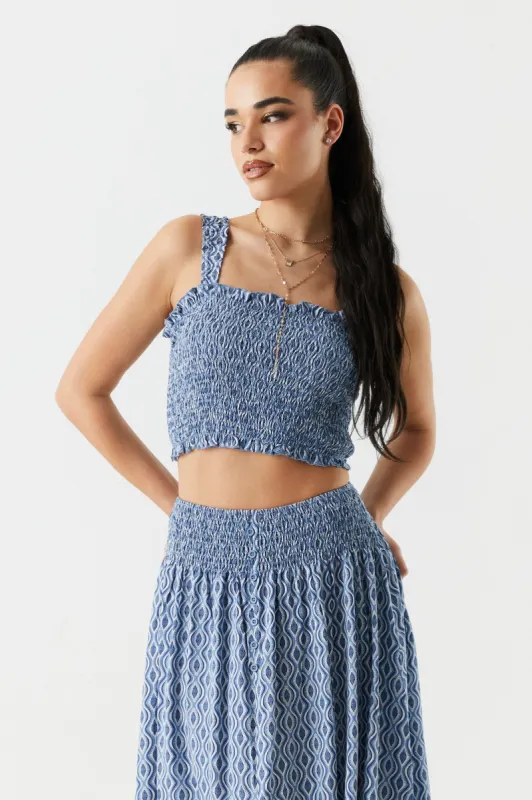 Débardeur court smocké bleu sold by Urban Planet