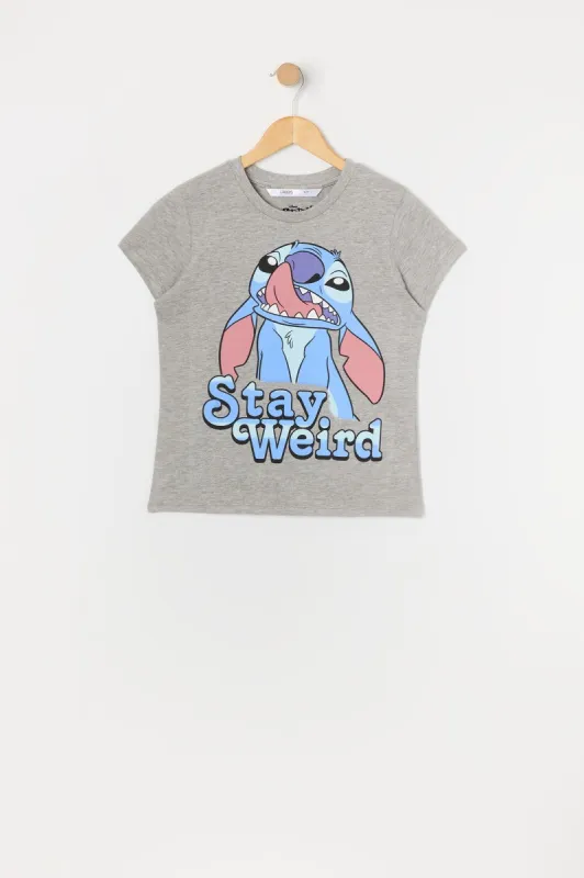 Girls Stitch Stay Weird Graphic T-Shirt sold by Urban Planet