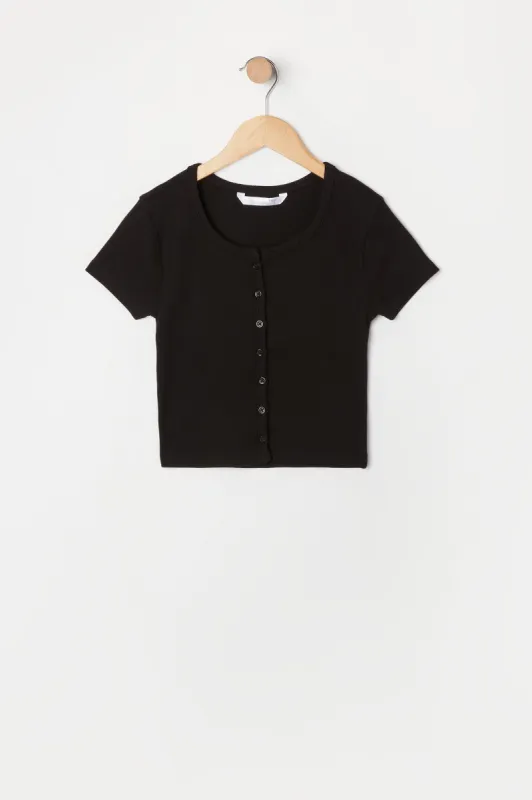 Girls Ribbed Button-Up Cardigan sold by Urban Planet