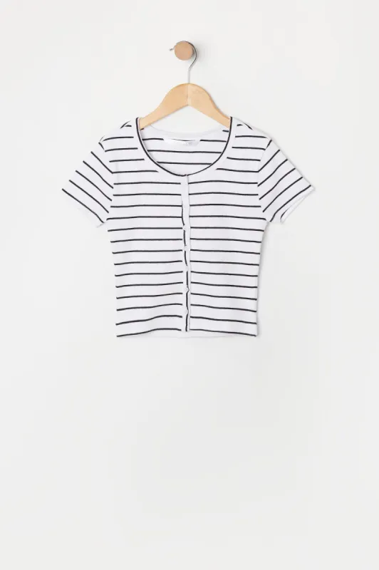 Girls Striped Ribbed Button-Up Cardigan sold by Urban Planet