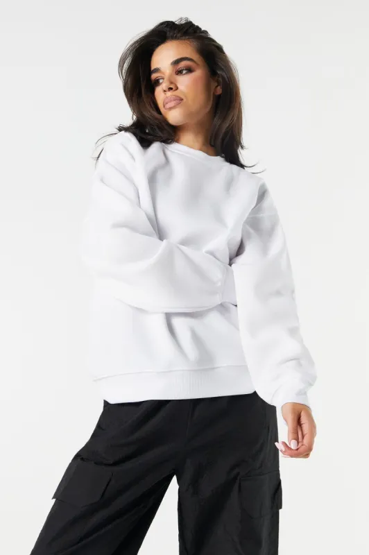 Solid Fleece Crewneck Sweatshirt sold by Urban Planet