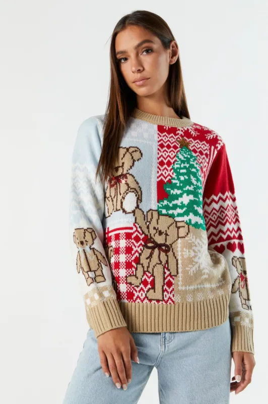 Chandail de Noël en jersey jacquard à imprimé Ourson sold by Urban Planet