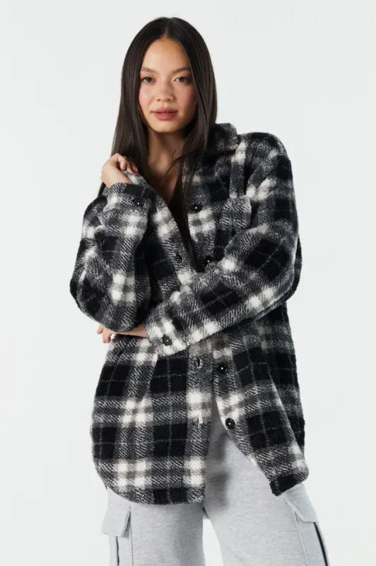 Plush Aztec Button-Up Jacket sold by Urban Planet