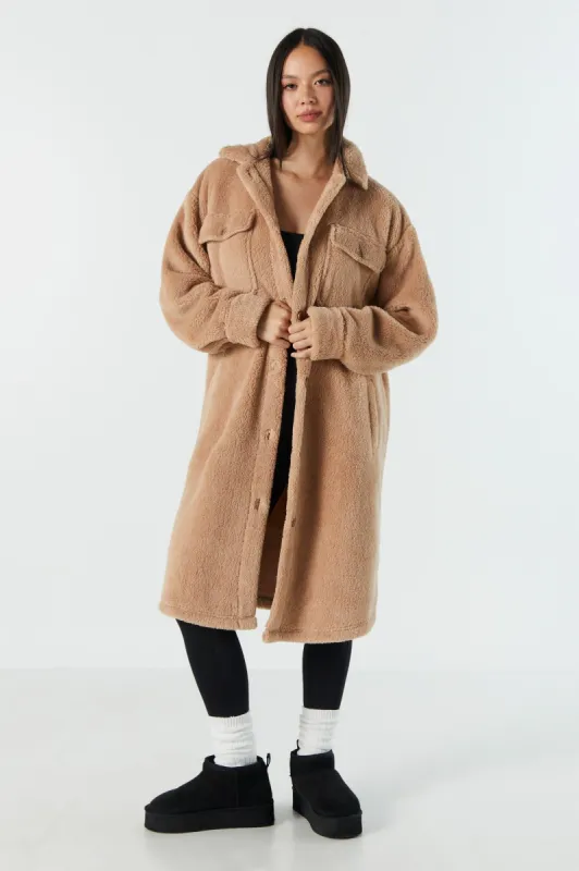 Longline Sherpa Jacket sold by Urban Planet