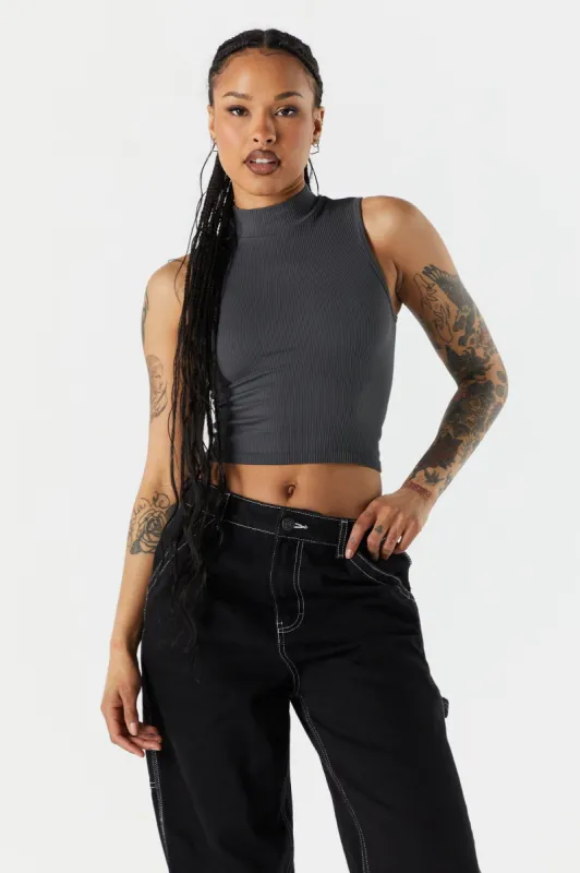 Ribbed Mock Neck Tank sold by Urban Planet