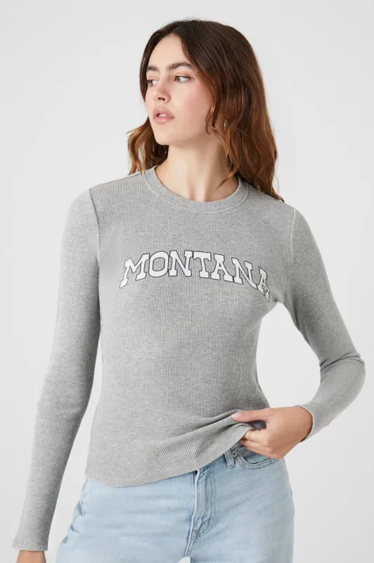 Haut côtelé à manches longues avec imprimé Montana sold by Urban Planet