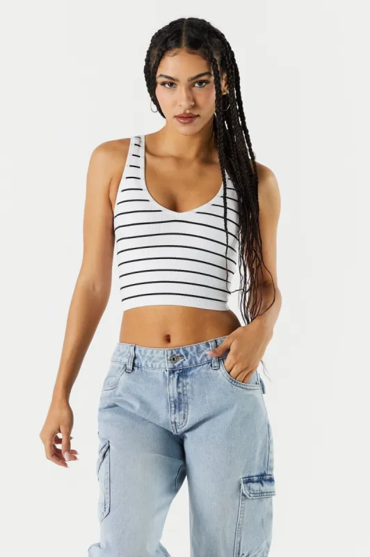 Striped Seamless V-Neck Cropped Tank sold by Urban Planet