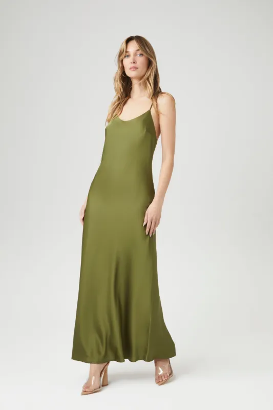 Satin Y-Back Maxi Slip Dress sold by Urban Planet