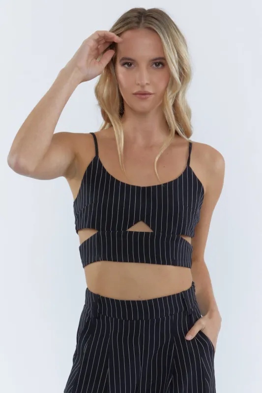 Striped Cut-Out Cropped Top sold by Urban Planet