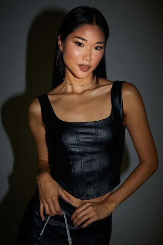 Faux Leather Corset Top sold by Urban Planet