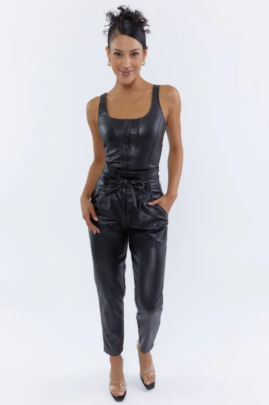 Faux-Leather Belted High-Rise Paperbag Pant sold by Urban Planet
