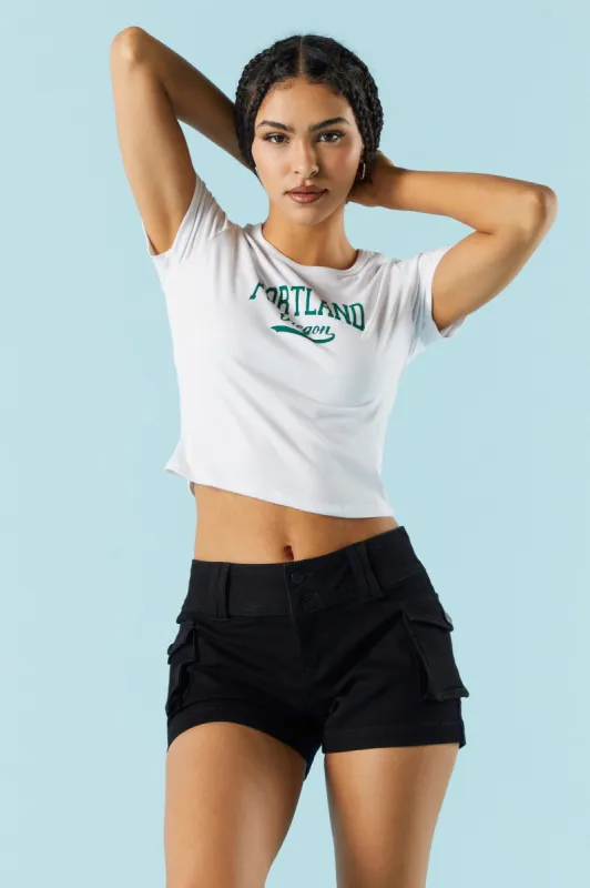 Short cargo en denim noir avec patte de boutonnage double sold by Urban Planet