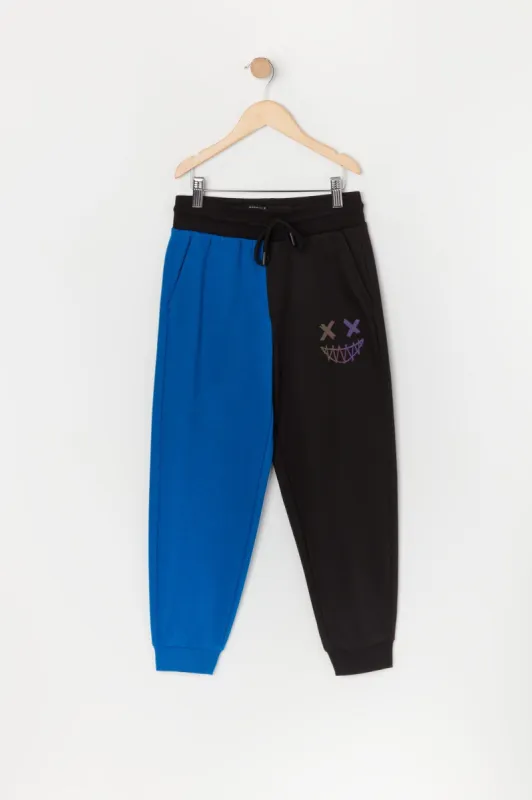 Boys Split Smiley Graphic Fleece Jogger sold by Urban Planet