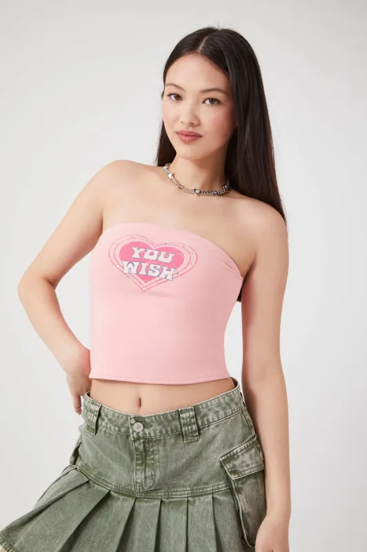 Rhinestone You Wish Graphic Tube Top sold by Urban Planet