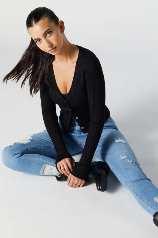 Jean ajusté vintage d'aspect usé délavé moyen sold by Urban Planet