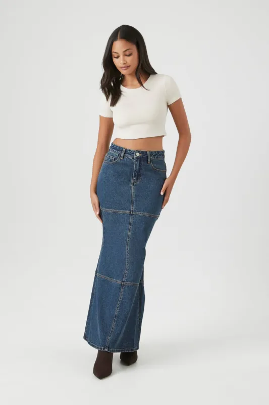 Denim Mermaid Maxi Skirt sold by Urban Planet