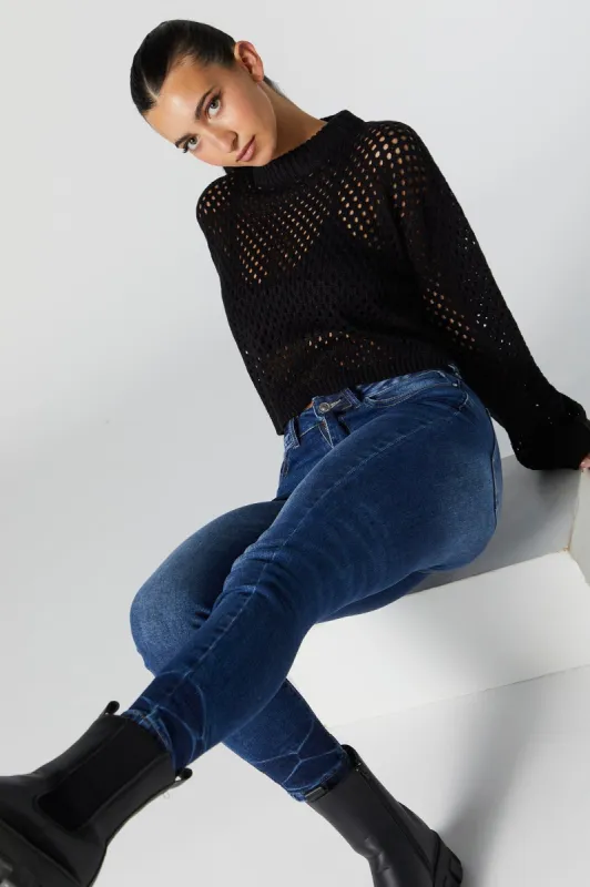Dark Wash Crinkled Hem Skinny Jean sold by Urban Planet