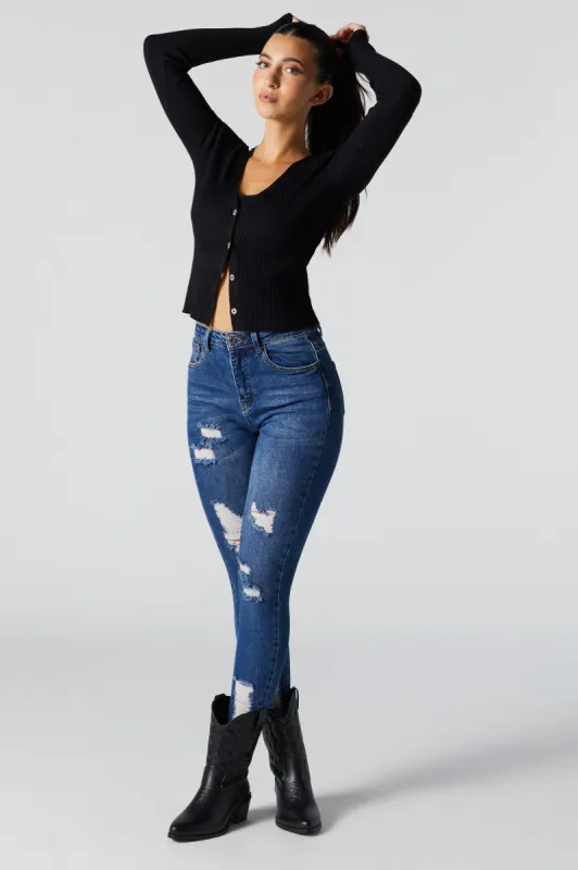 Vintage Dark Wash Distressed Skinny Jean sold by Urban Planet