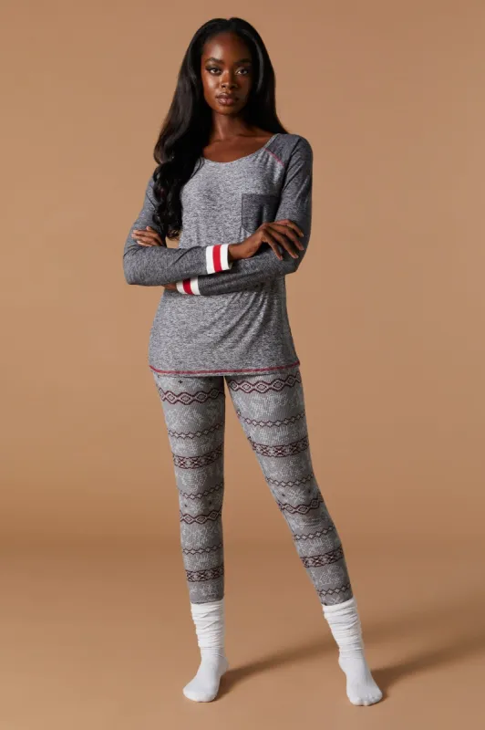 Fammy Jammies Fairisle Print 2 Piece Pajama Set sold by Urban Planet
