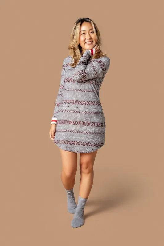 Fammy Jammies Fairisle Print Pajama Dress sold by Urban Planet