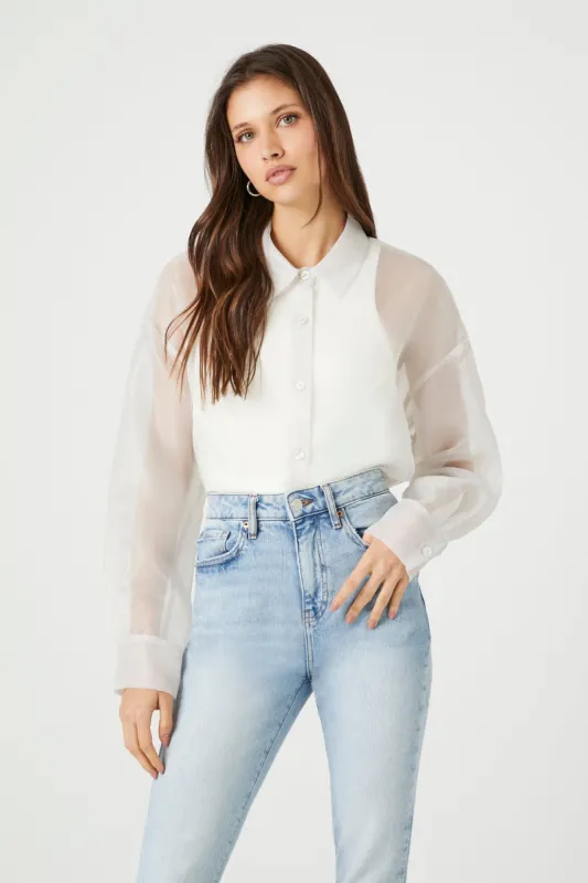 Sheer Button Up Top sold by Urban Planet