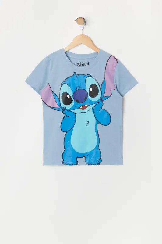 Girls Blue Stitch Graphic T-Shirt sold by Urban Planet