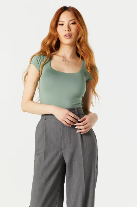 Square Neck Contour Short Sleeve Bodysuit sold by Urban Planet