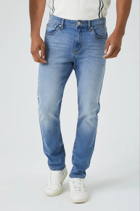 Jean mince en denim extensible délavé moyen sold by Urban Planet