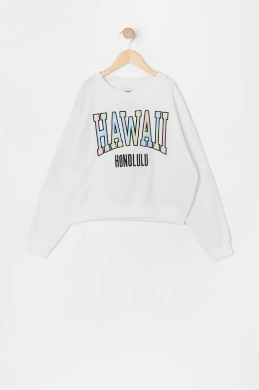 Girls Hawaii Twill Embroidered Sweatshirt sold by Urban Planet